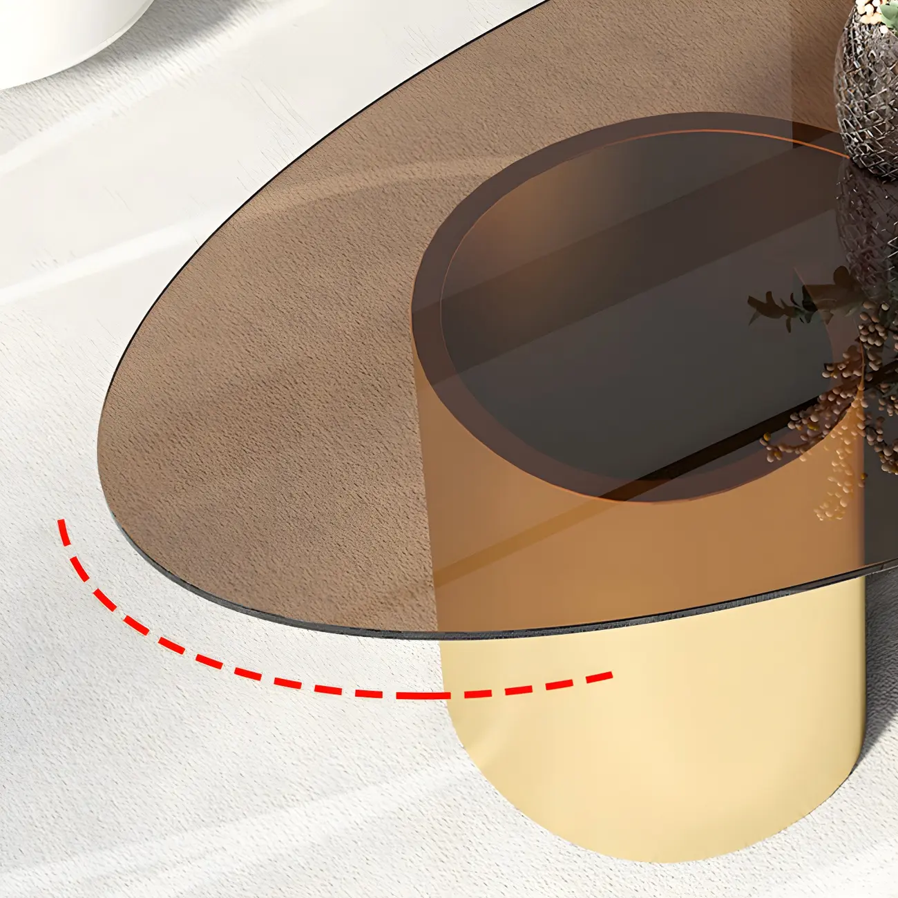 Modern Oval Glass Top Metal Base Coffee Table Image - 8 | homeyfad