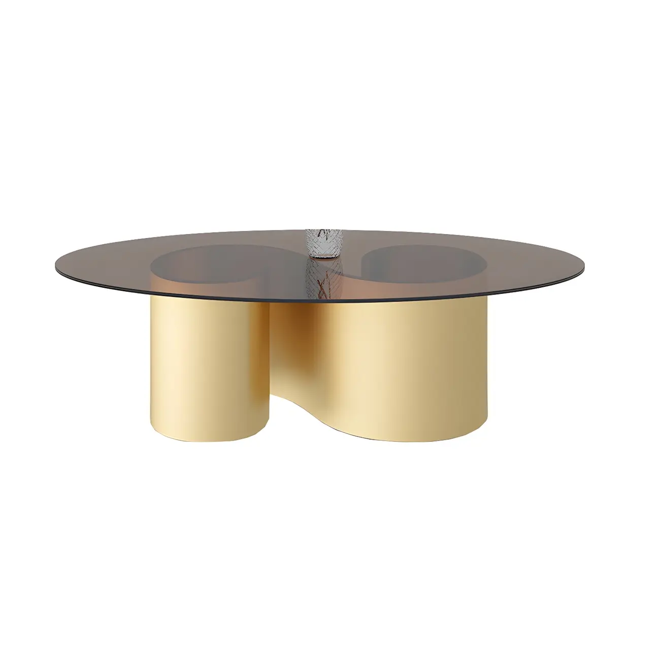 Modern Oval Glass Top Metal Base Coffee Table Image - 10 | homeyfad