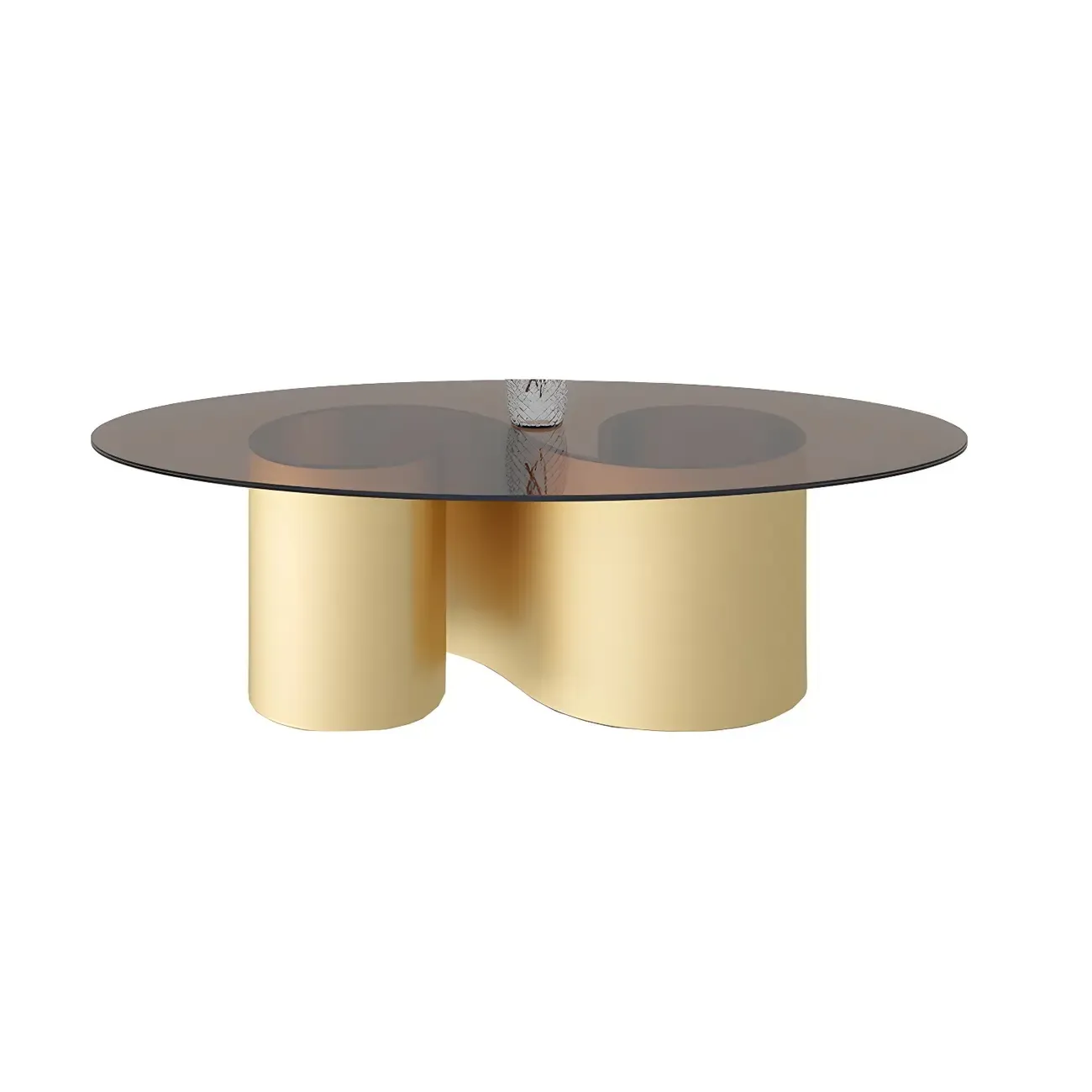 Modern Oval Glass Top Metal Base Coffee Table Image - 10