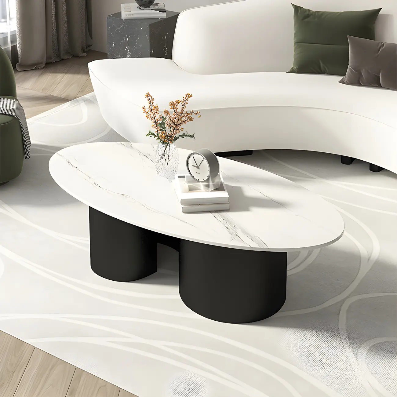 Modern Oval Glass Top Metal Base Coffee Table Image - 11 | homeyfad