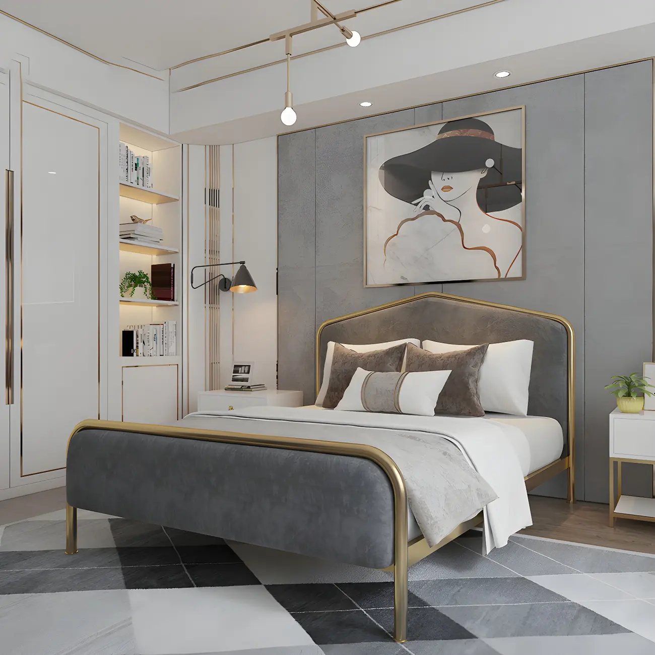 Full/King/Queen Size Upholstered Bed Frame with Headboard Image - 1 | homeyfad
