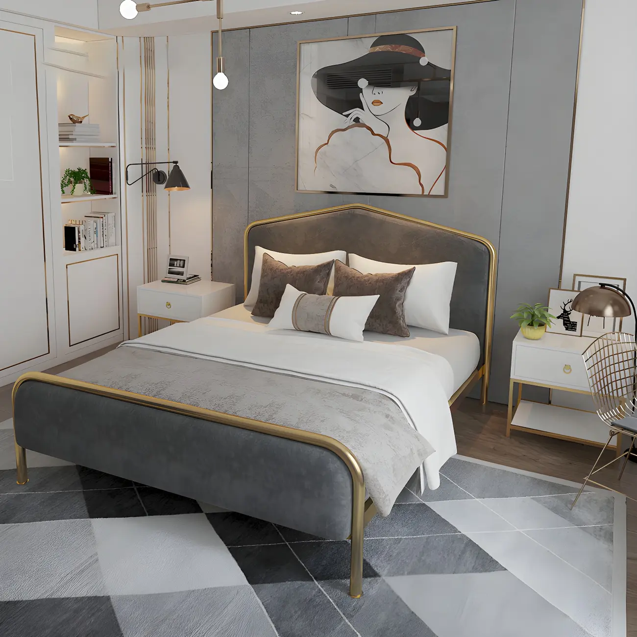 Full/King/Queen Size Upholstered Bed Frame with Headboard Image - 2 | homeyfad