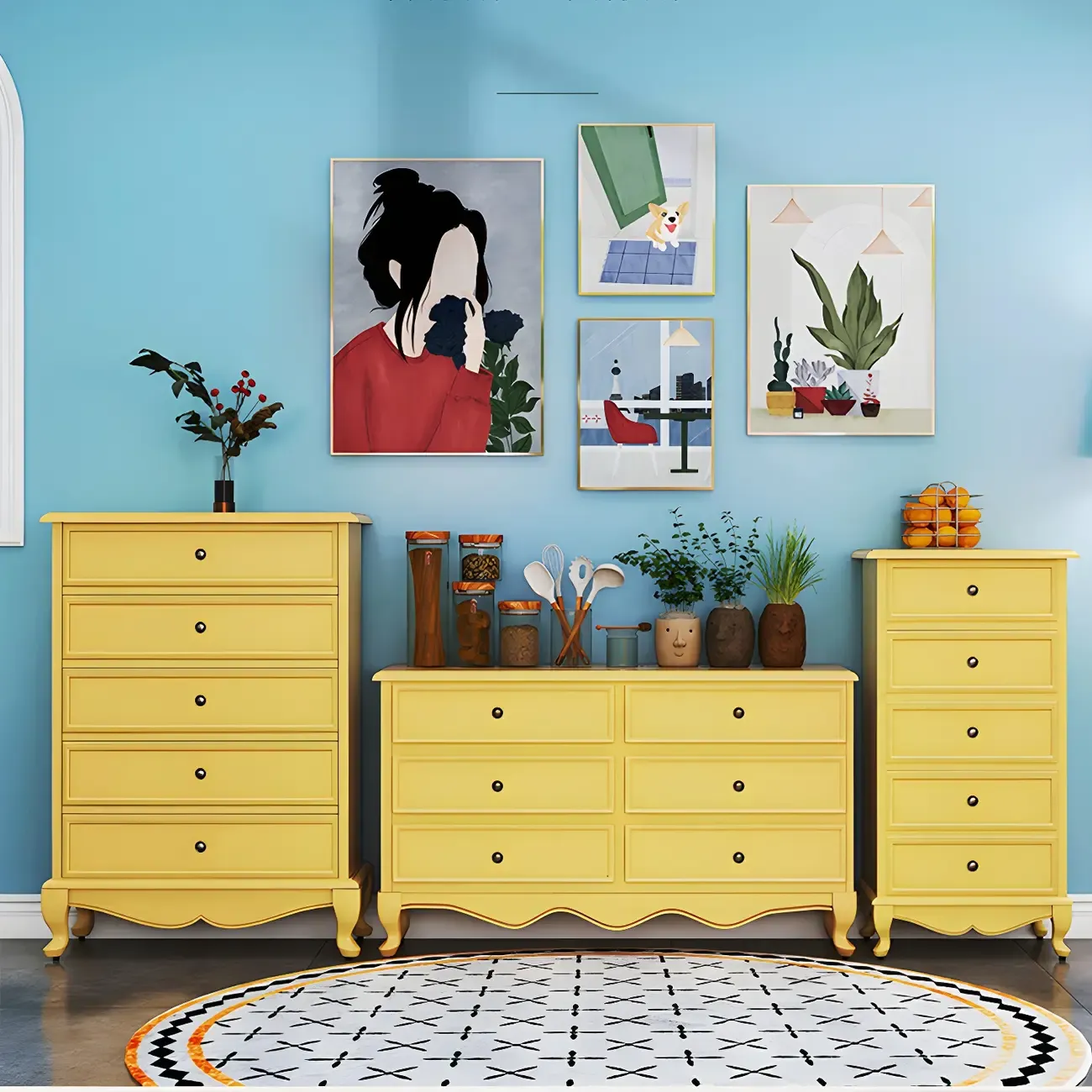 Traditional Yellow Wooden Dressers & Chests with Drawers Image - 2