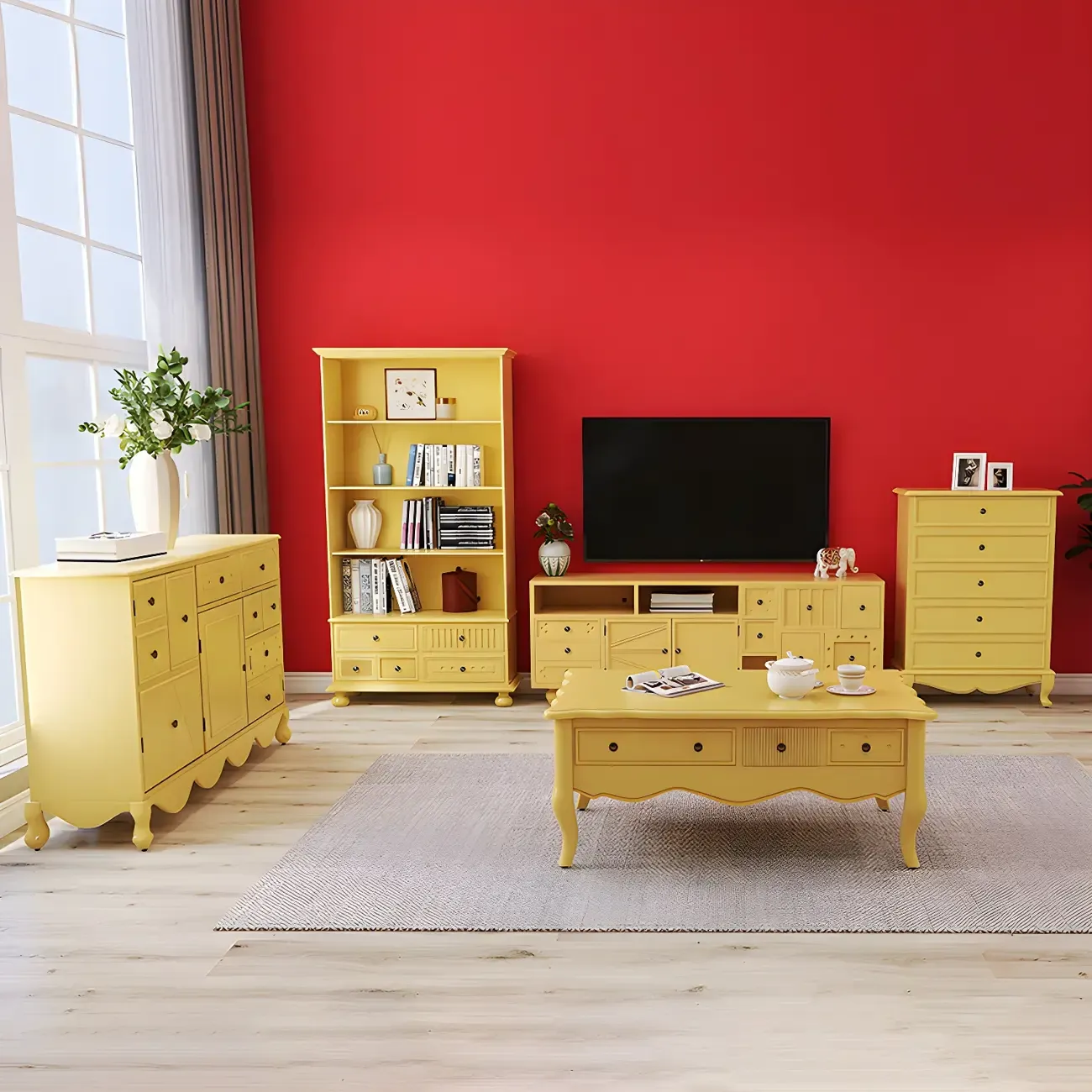 Traditional Yellow Wooden Dressers & Chests with Drawers Image - 6