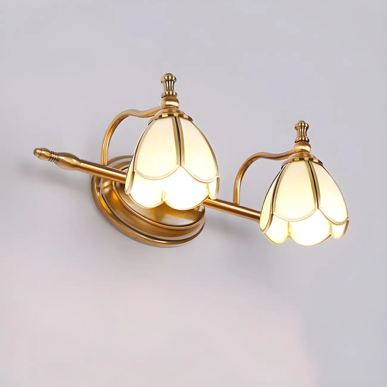 Vintage Brass 3-Light Floral Vanity Mirror Lamp Image - 2 | homeyfad
