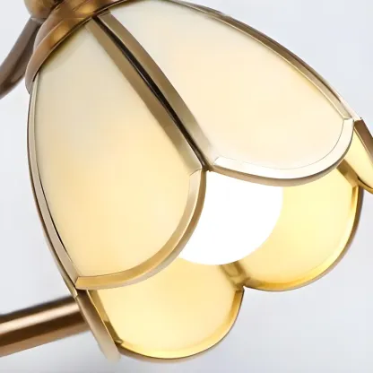 Vintage Brass 3-Light Floral Vanity Mirror Lamp Image - 6