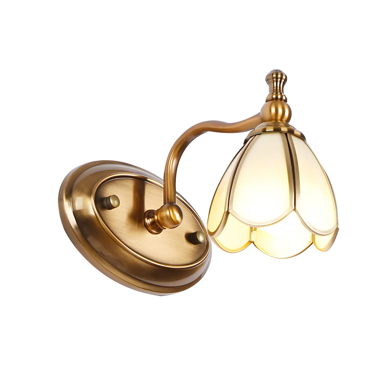 Vintage Brass 3-Light Floral Vanity Mirror Lamp Image - 7 | homeyfad