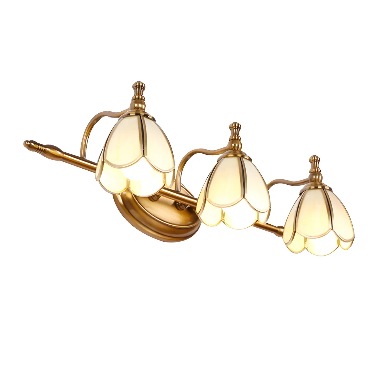 Vintage Brass 3-Light Floral Vanity Mirror Lamp Image - 9 | homeyfad