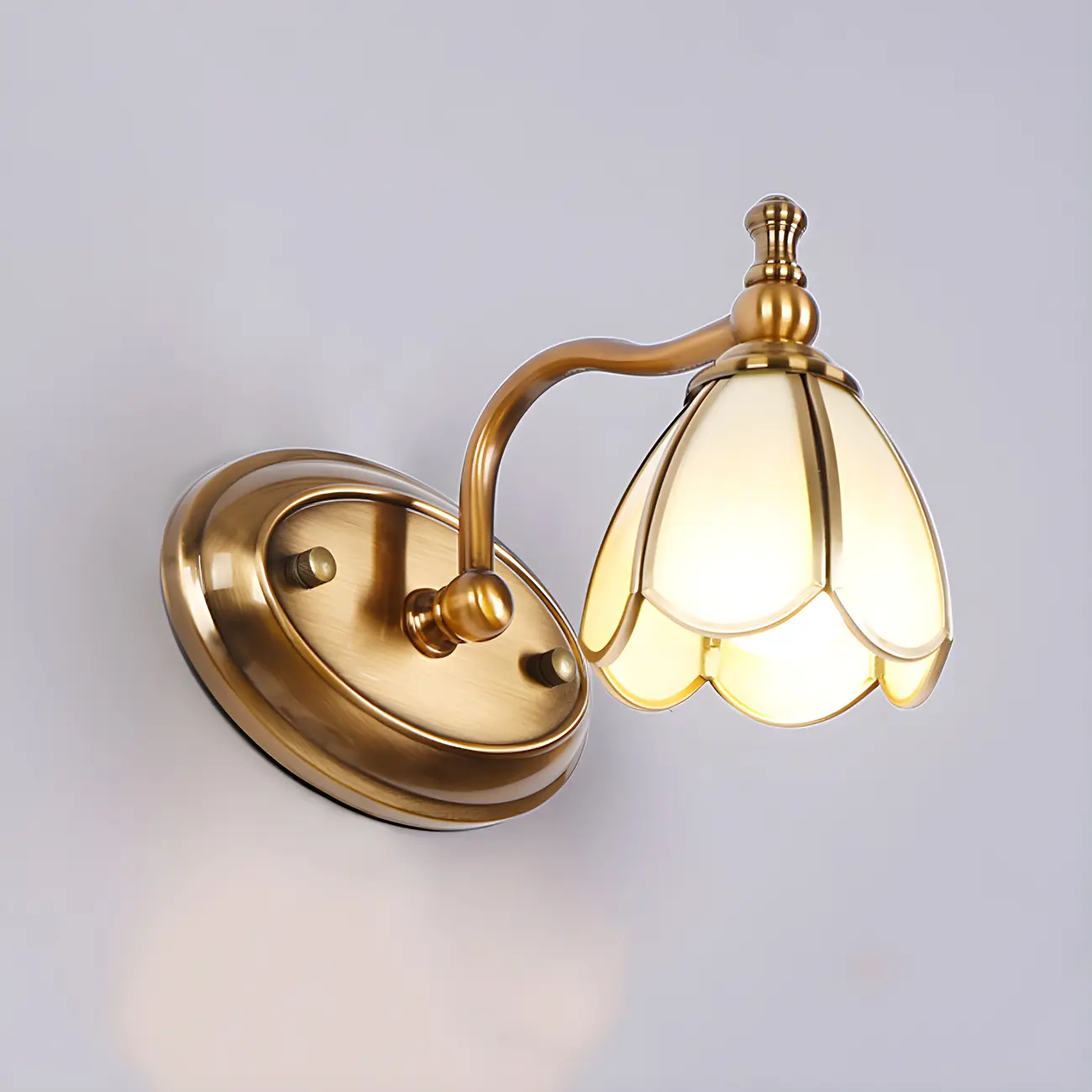 Vintage Brass 3-Light Floral Vanity Mirror Lamp Image - 10 | homeyfad