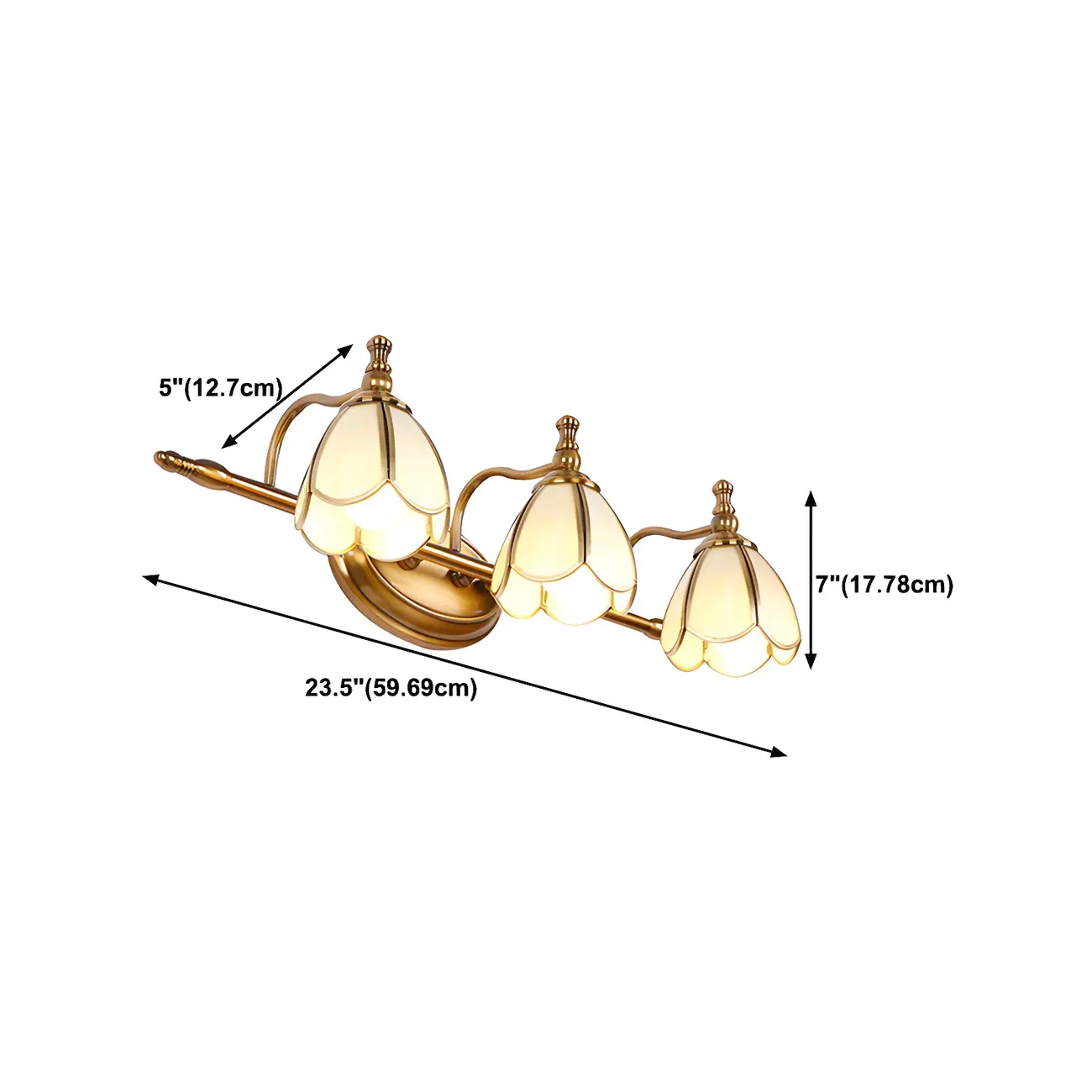 Vintage Brass 3-Light Floral Vanity Mirror Lamp Image - 19 | homeyfad