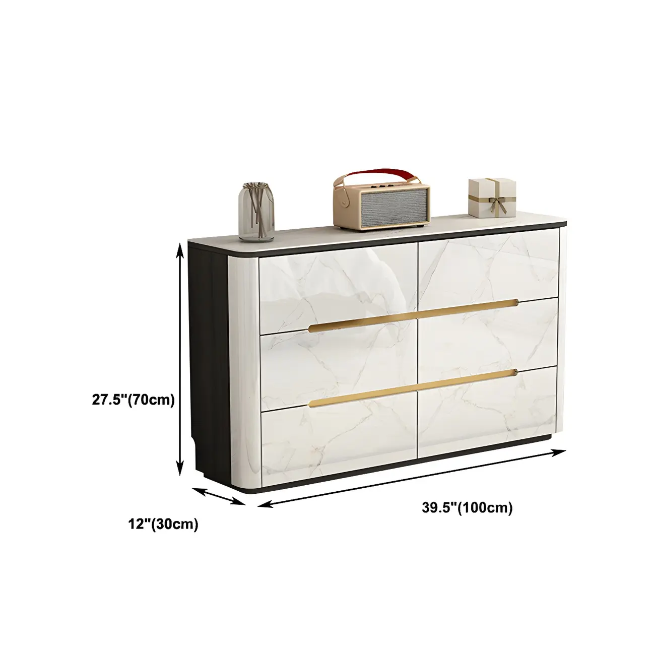 Stylish White Wooden Dresser with Stone Top & Metal Legs Image - 19 | homeyfad