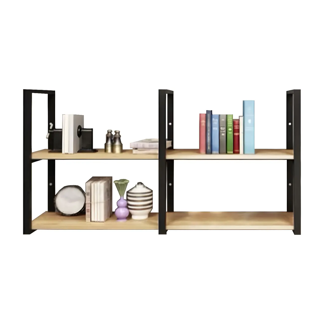 Industrial Wall-Mounted 3-Tier Wood Display Shelf Image - 4 | homeyfad