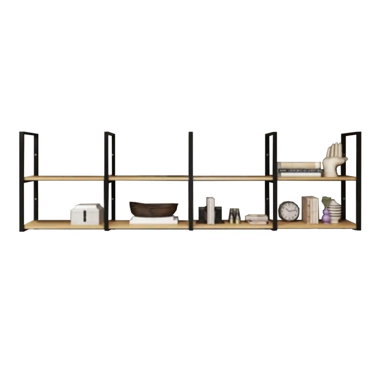 Industrial Wall-Mounted 3-Tier Wood Display Shelf Image - 9 | homeyfad