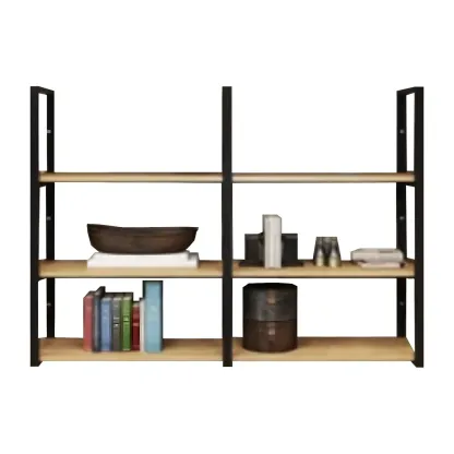 Industrial Wall-Mounted 3-Tier Wood Display Shelf Image - 12