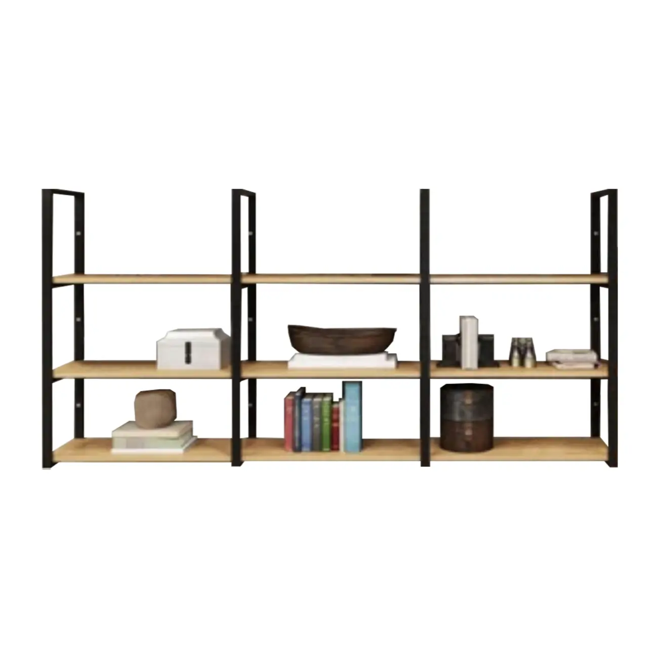 Industrial Wall-Mounted 3-Tier Wood Display Shelf Image - 13 | homeyfad