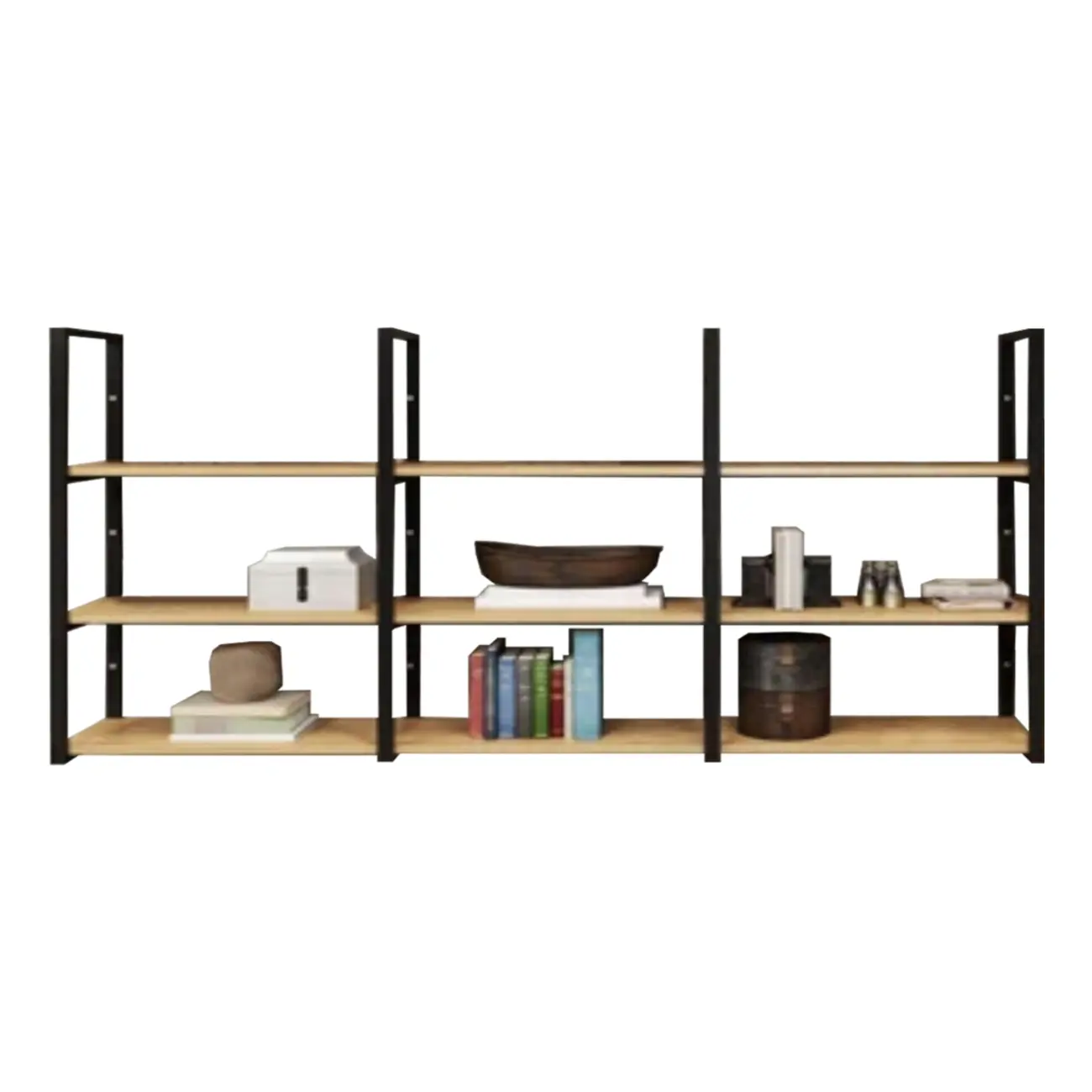 Industrial Wall-Mounted 3-Tier Wood Display Shelf Image - 15 | homeyfad