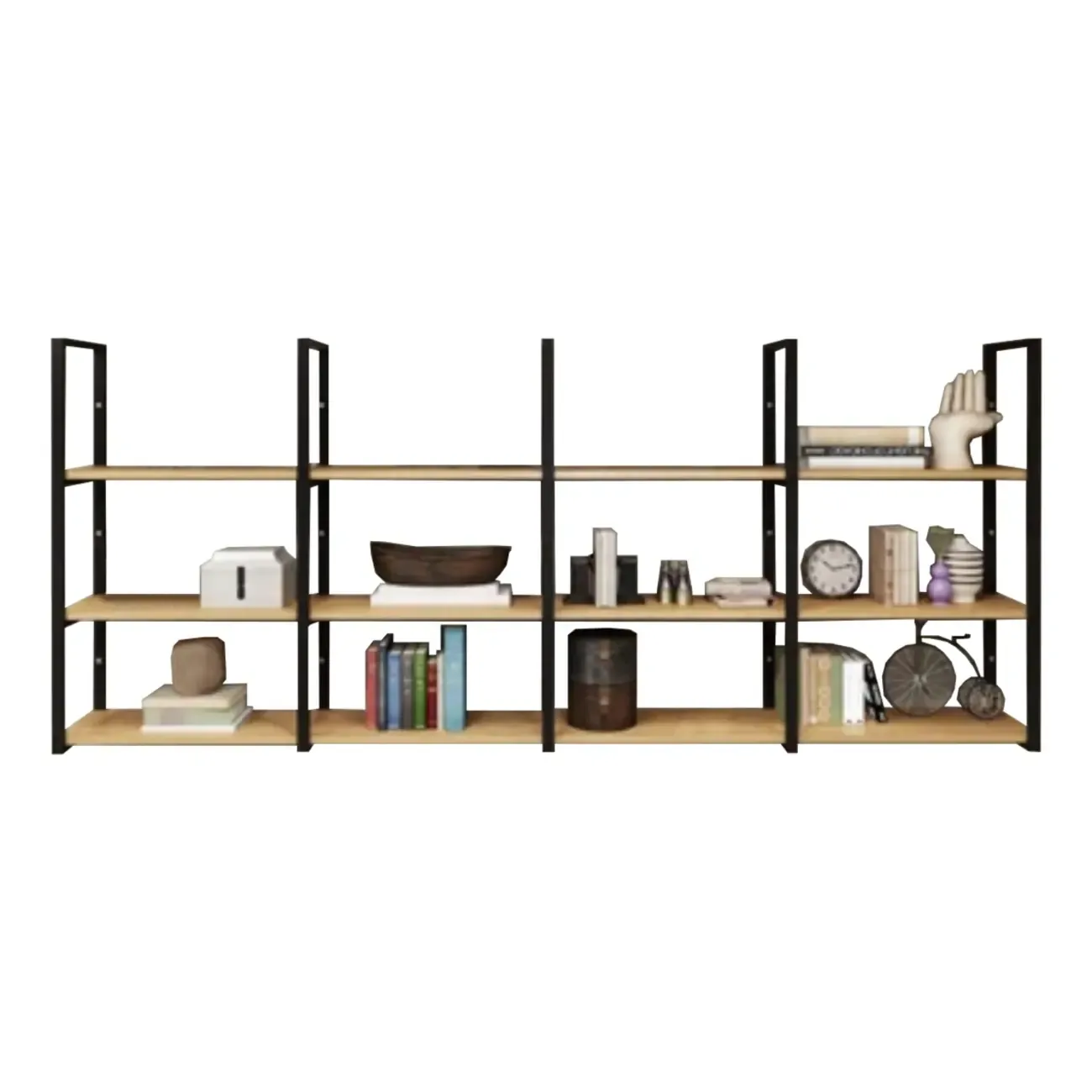 Industrial Wall-Mounted 3-Tier Wood Display Shelf Image - 17