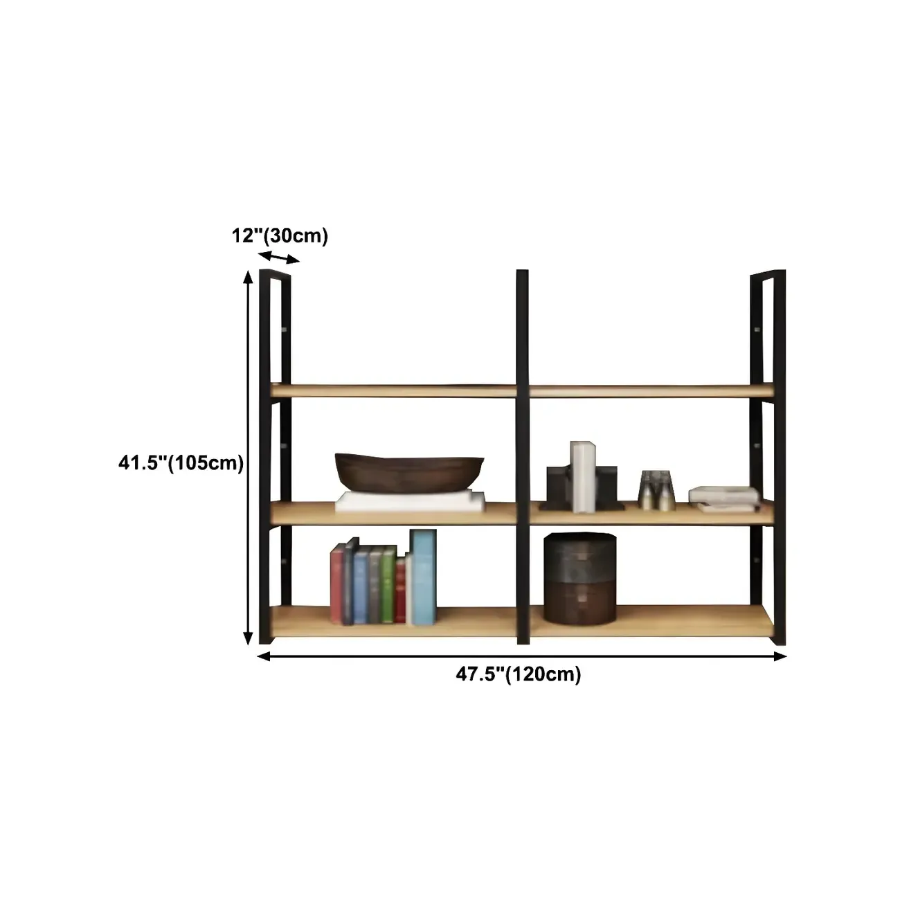 Industrial Wall-Mounted 3-Tier Wood Display Shelf Image - 25