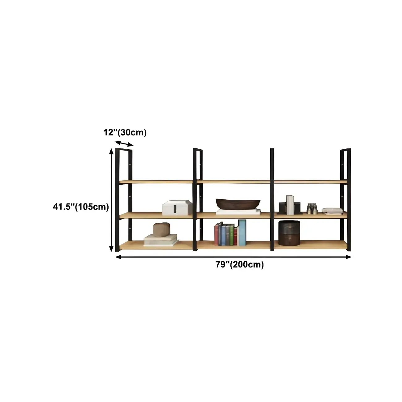 Industrial Wall-Mounted 3-Tier Wood Display Shelf Image - 28