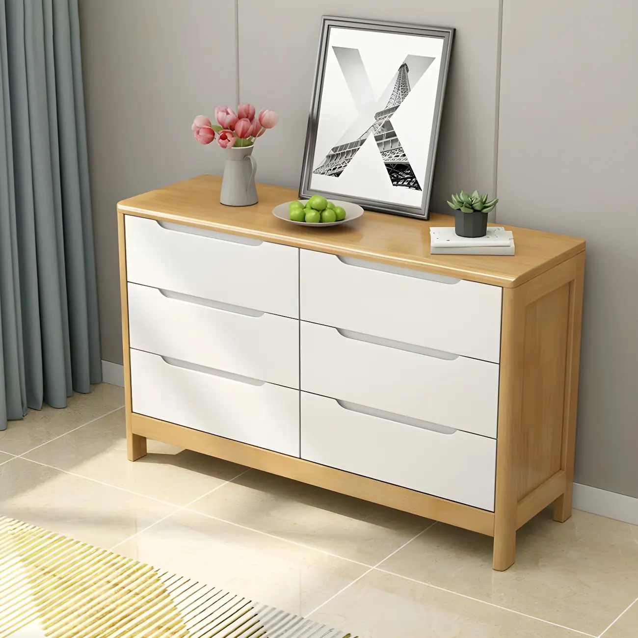 Stylish Light Blue Wooden Double Dresser with Drawers Image - 5 | homeyfad