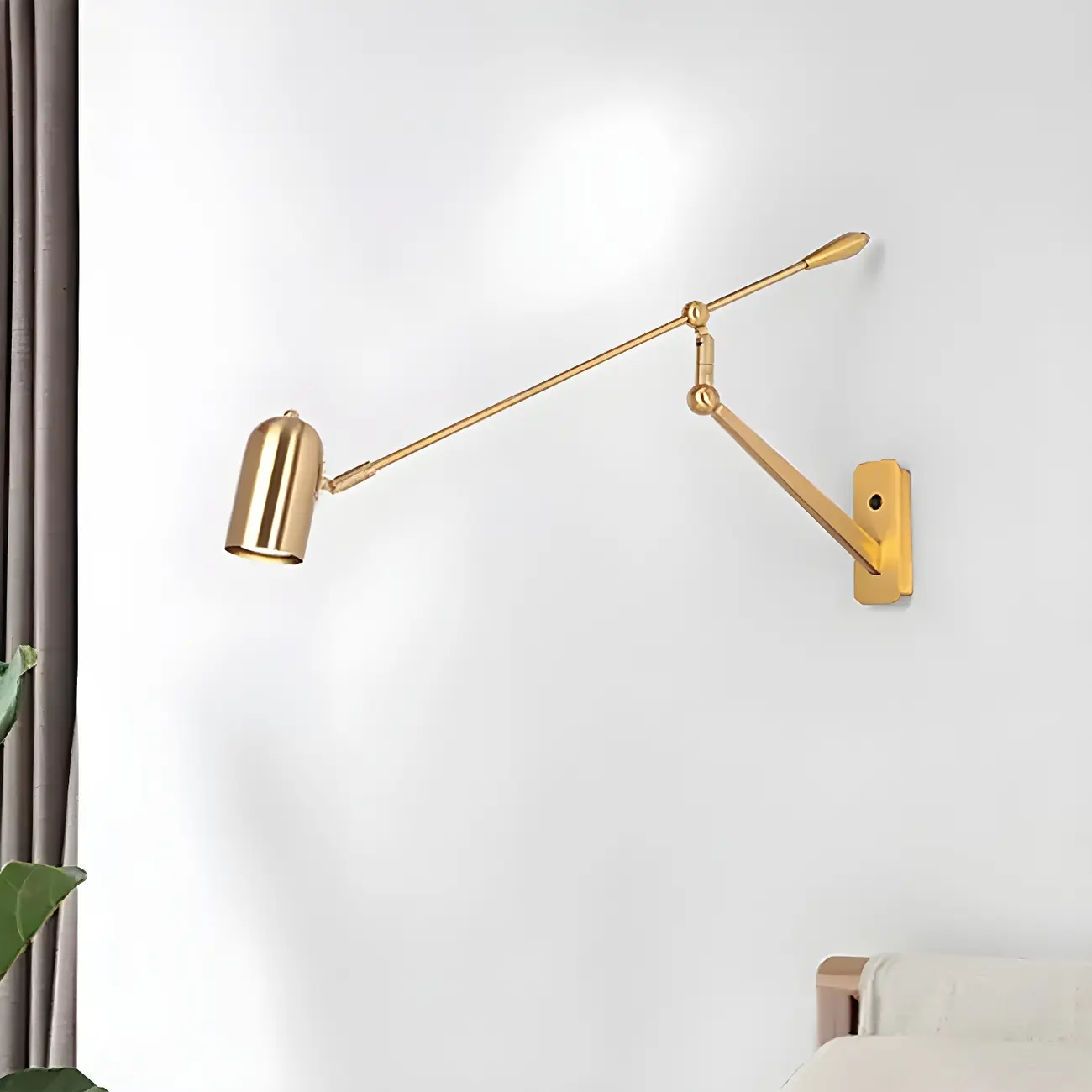 Gold Metal Cylinder Shade Swing Arm Wall Light Image - 2 | homeyfad