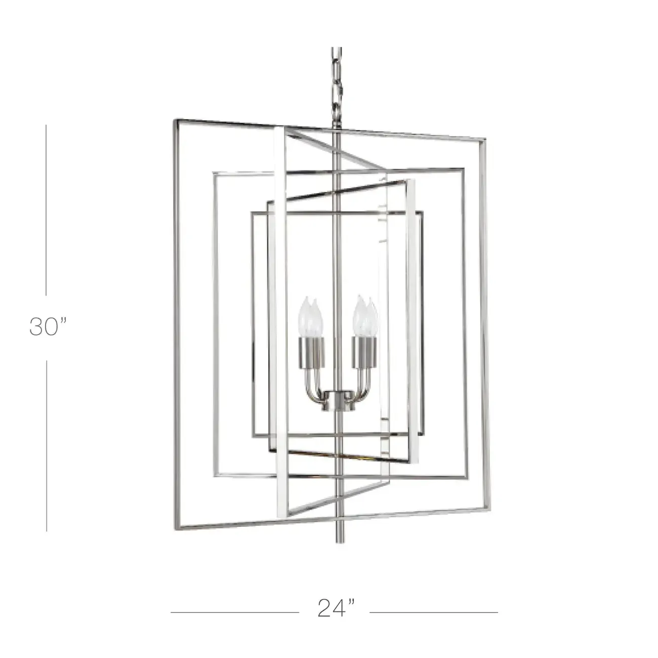 Modern Silver Rectangular Metal Cage Chandelier #size