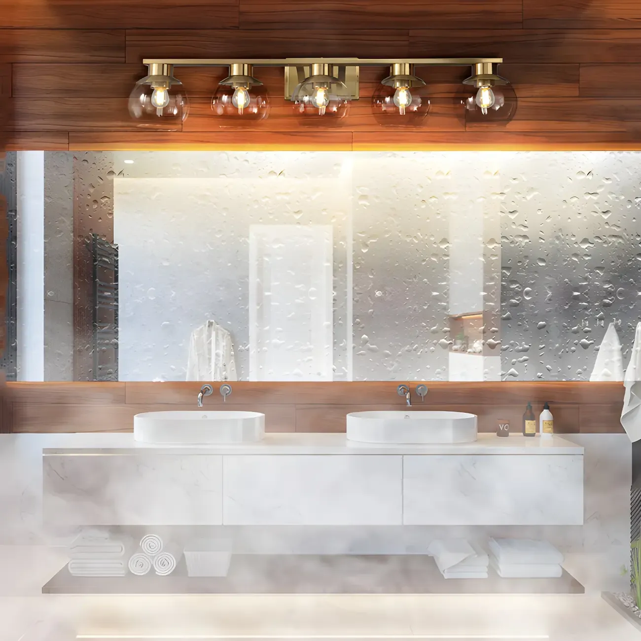 Modern Gold Globe Multi Light for Bathroom Vanity Image - 5