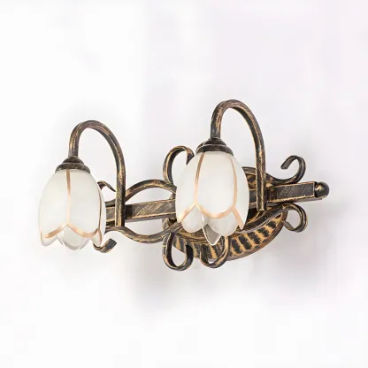 Antique Brass Flower Vanity Light for Bathroom Image - 5