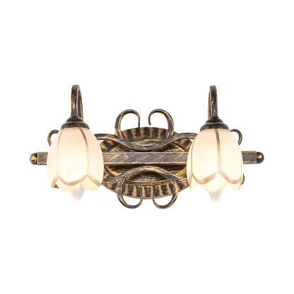 Antique Brass Flower Vanity Light for Bathroom Image - 6