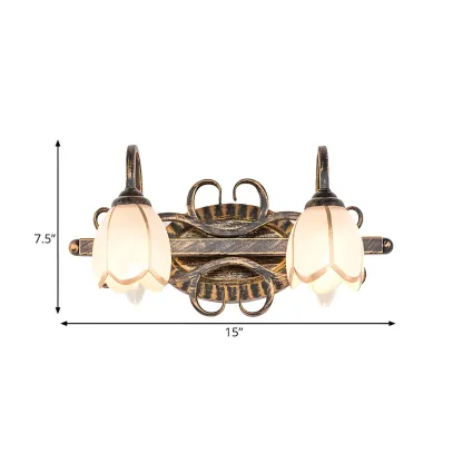 Antique Brass Flower Vanity Light for Bathroom Image - 7