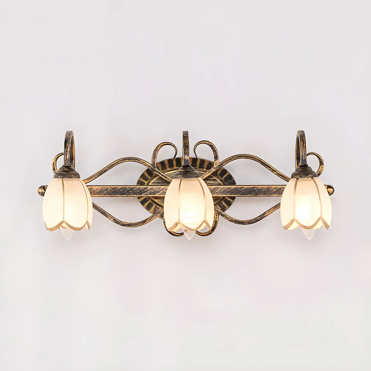 Antique Brass Flower Vanity Light for Bathroom Image - 8