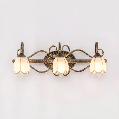 Antique Brass Flower Vanity Light for Bathroom Image - 8