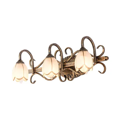 Antique Brass Flower Vanity Light for Bathroom Image - 9