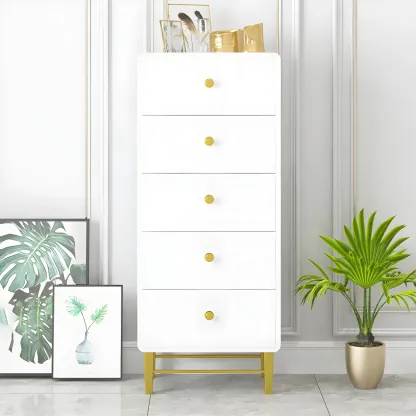Elegant White Wooden Dressers with Metal Legs for Bedroom Image - 4
