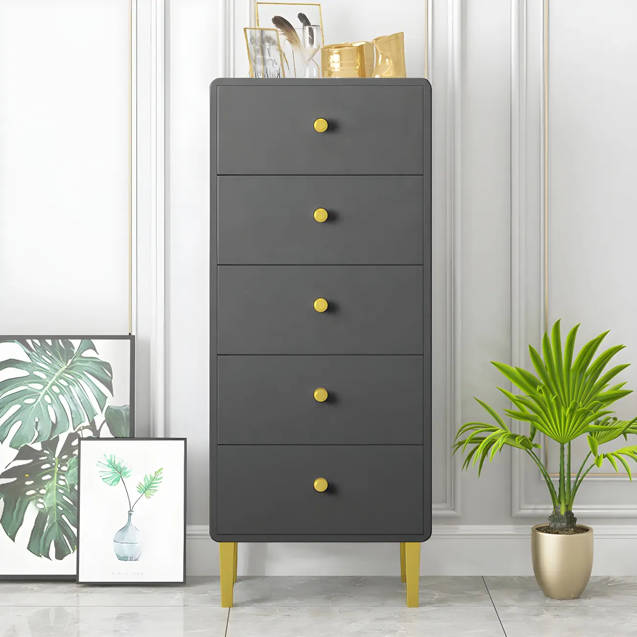 Elegant White Wooden Dressers with Metal Legs for Bedroom Image - 6 | homeyfad