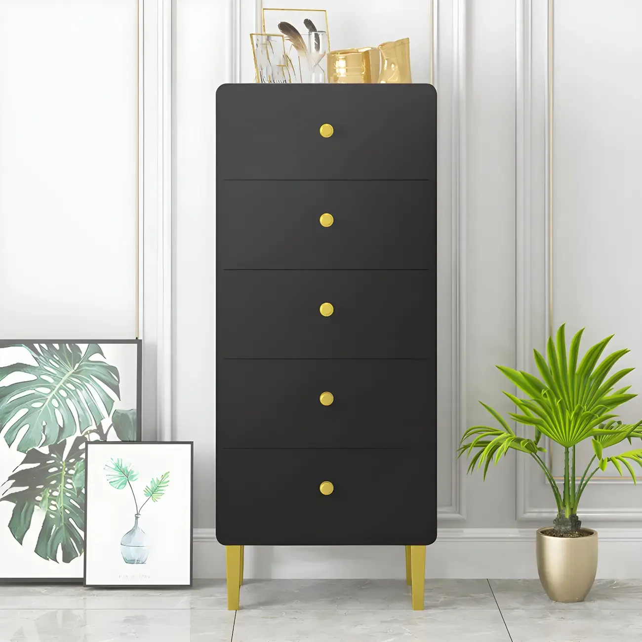 Elegant White Wooden Dressers with Metal Legs for Bedroom Image - 8