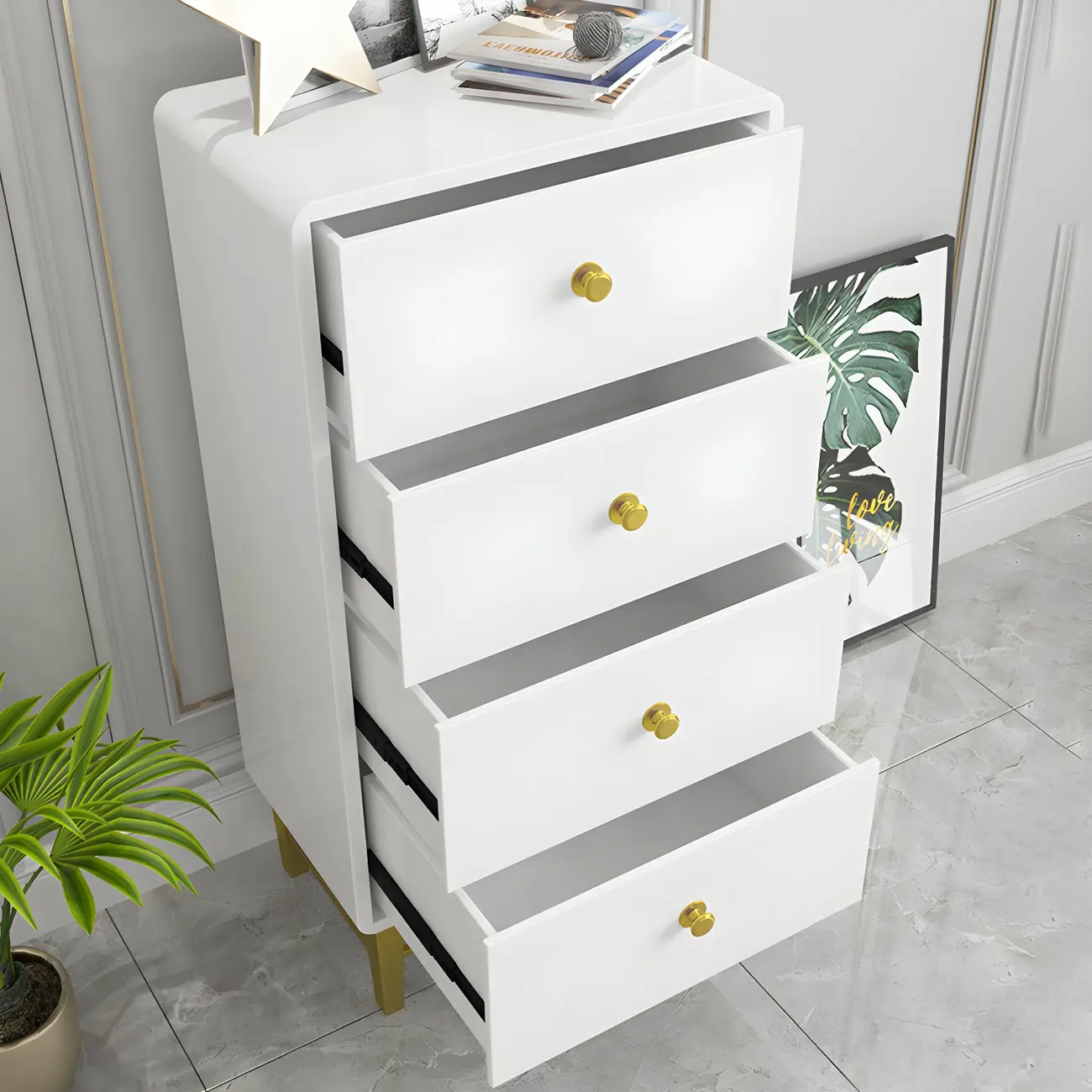 Elegant White Wooden Dressers with Metal Legs for Bedroom Image - 20 | homeyfad