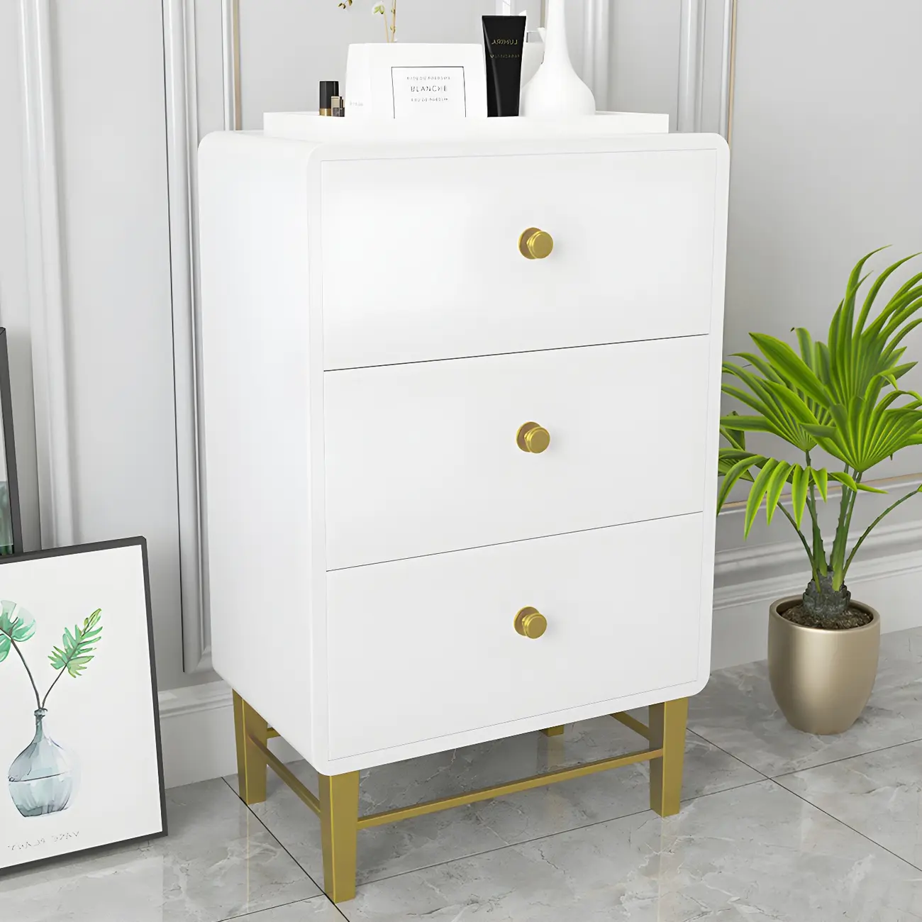 Elegant White Wooden Dressers with Metal Legs for Bedroom Image - 21 | homeyfad