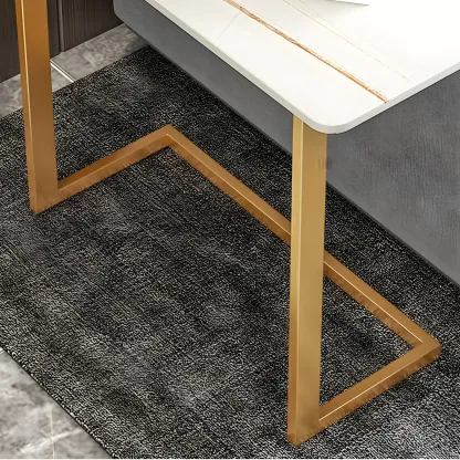 Rectangular Stone Top C-Shaped Side Table White Image - 13