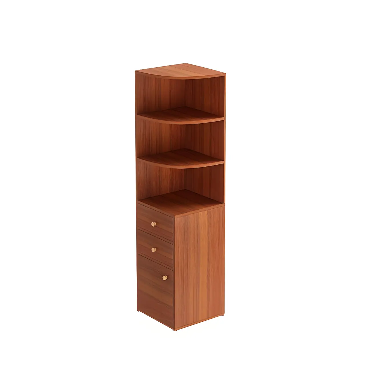 Contemporary White Wood Corner Bookcase with Cabinet Image - 10 | homeyfad