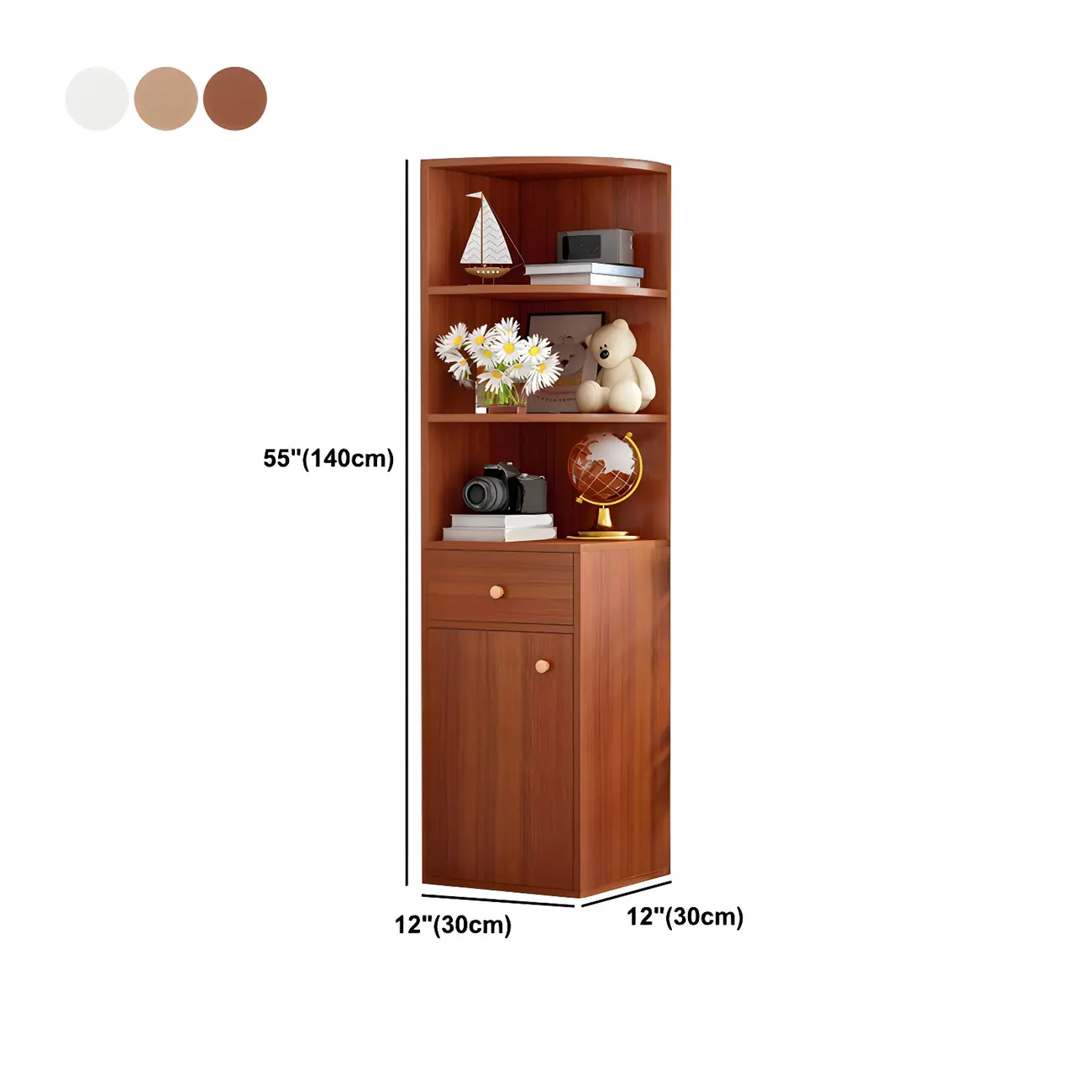 Contemporary White Wood Corner Bookcase with Cabinet #size | homeyfad