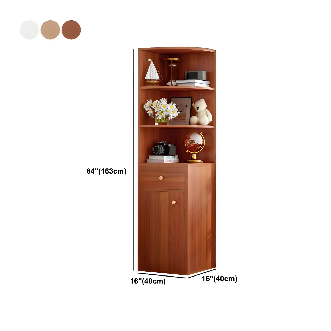 Contemporary White Wood Corner Bookcase with Cabinet Image - 23 | homeyfad