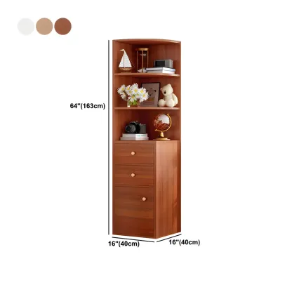 Contemporary White Wood Corner Bookcase with Cabinet Image - 24