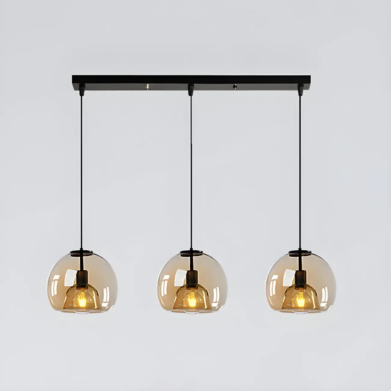 Modern Black Glass Globe Kitchen Pendant Light for Dining