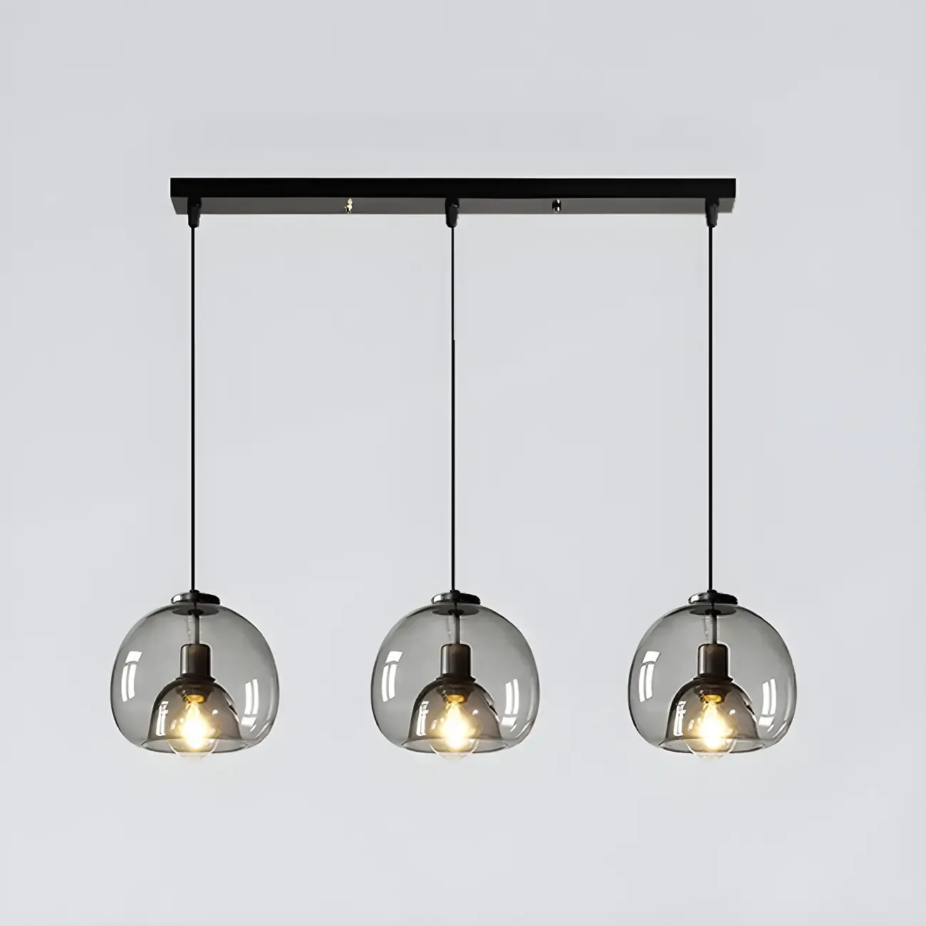 Modern Black Glass Globe Kitchen Pendant Light for Dining