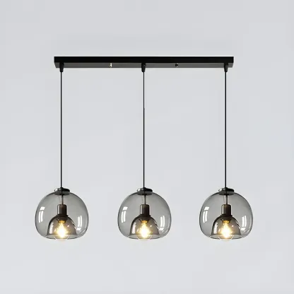 Modern Black Glass Globe Kitchen Pendant Light for Dining