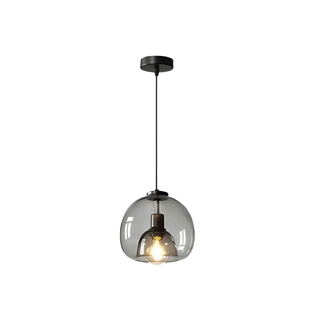 Modern Black Glass Globe Kitchen Pendant Light for Dining | homeyfad
