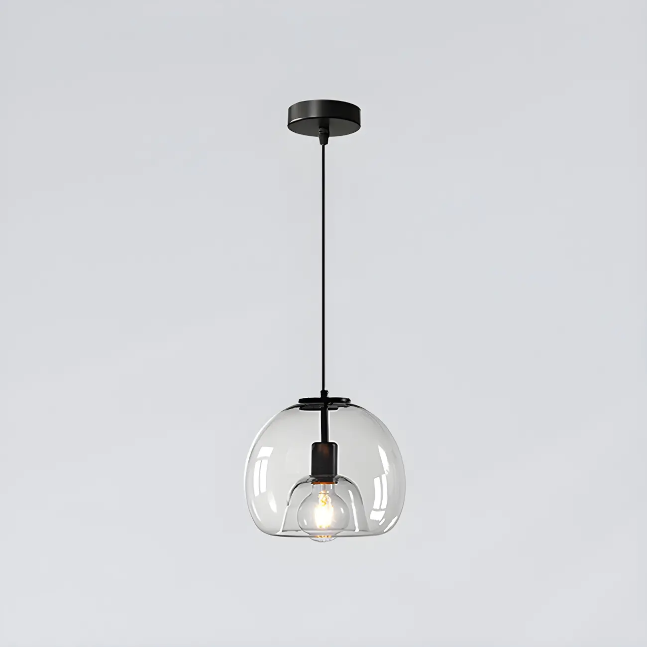 Modern Black Glass Globe Kitchen Pendant Light for Dining | homeyfad