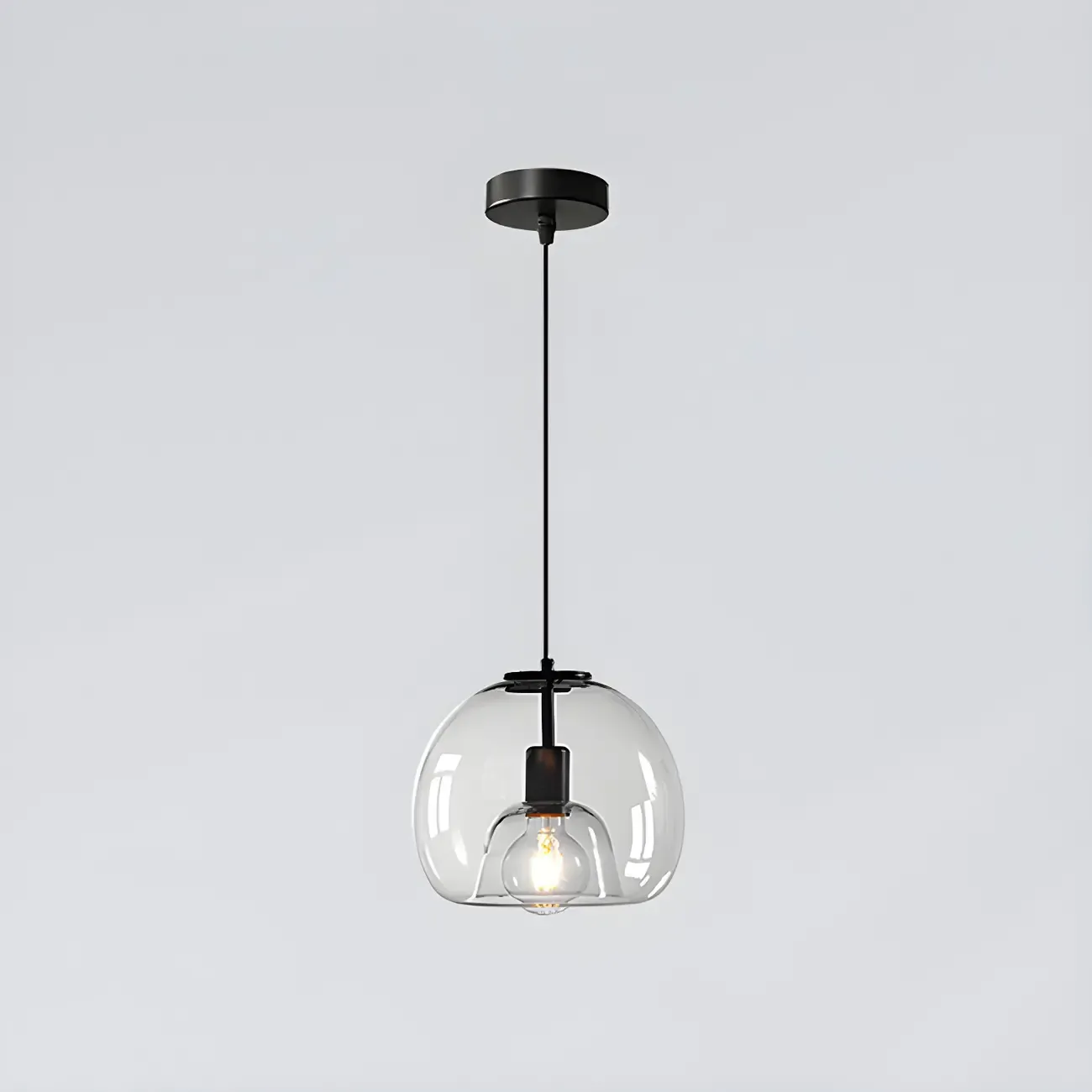 Modern Black Glass Globe Kitchen Pendant Light for Dining