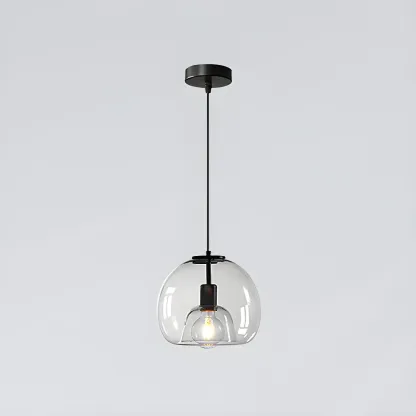Modern Black Glass Globe Kitchen Pendant Light for Dining